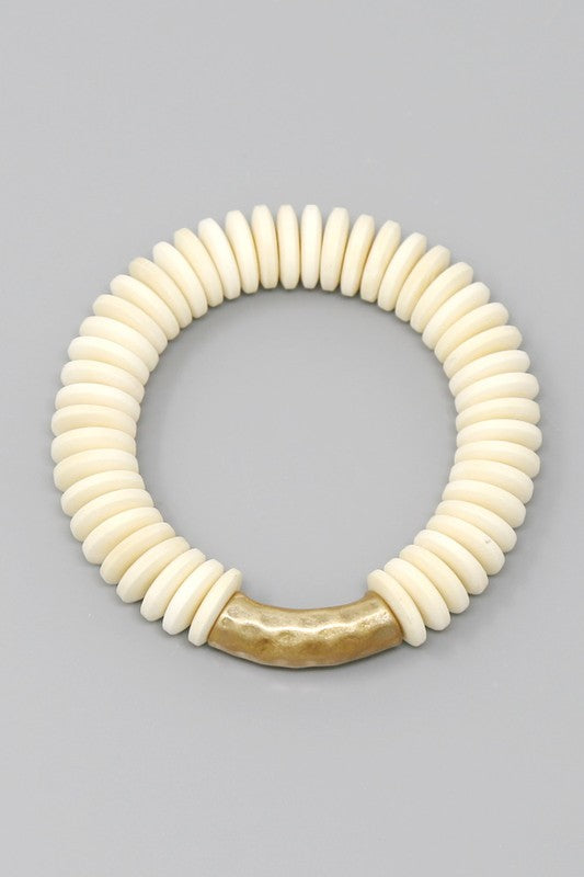 Wooden Disc Stretch Bracelet
