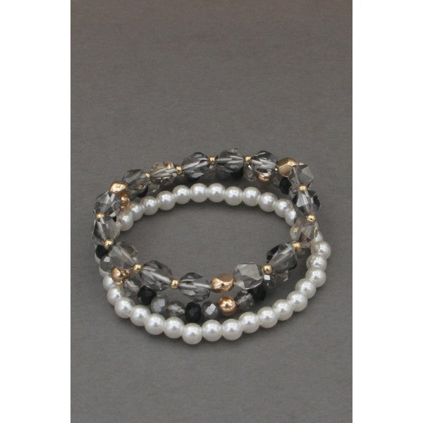 Black Diamond Pearl Bracelet Set