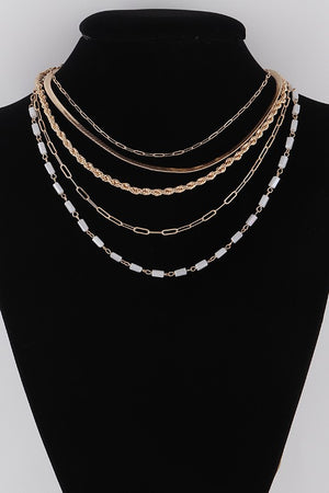 Mixed Chain Glass Bead Layered Necklace