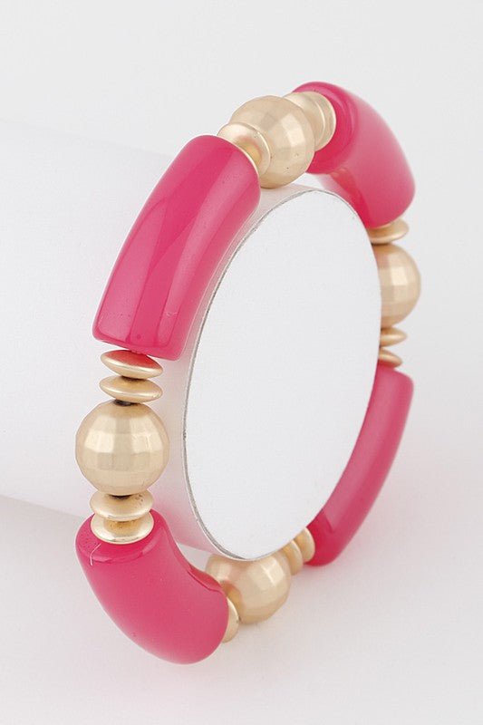 Beaded Acrylic Stretch Bracelet