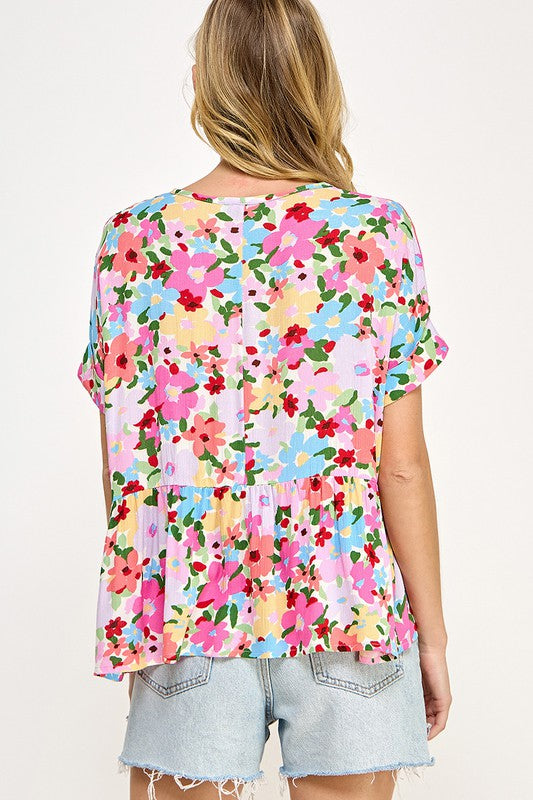 Floral Print Baby Doll Top