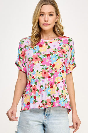 Floral Print Baby Doll Top