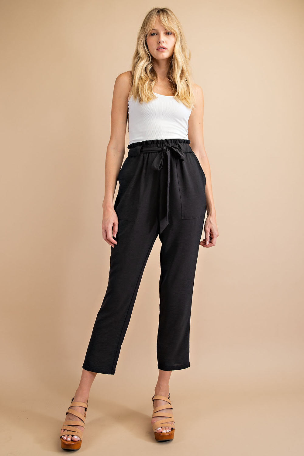 Paperbag High Waist Slim Pants