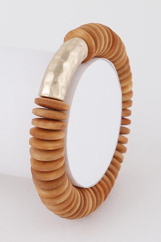 Wooden Disc Stretch Bracelet