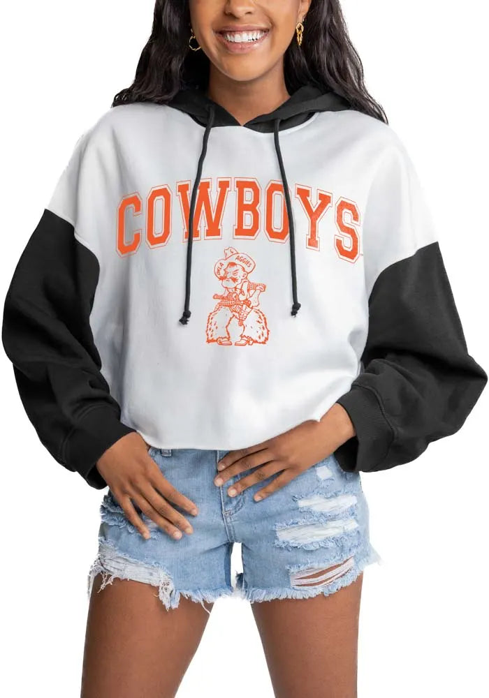Gameday Couture Oklahoma State Cowboys Good Time Drop Shoulder Crop Hoodie