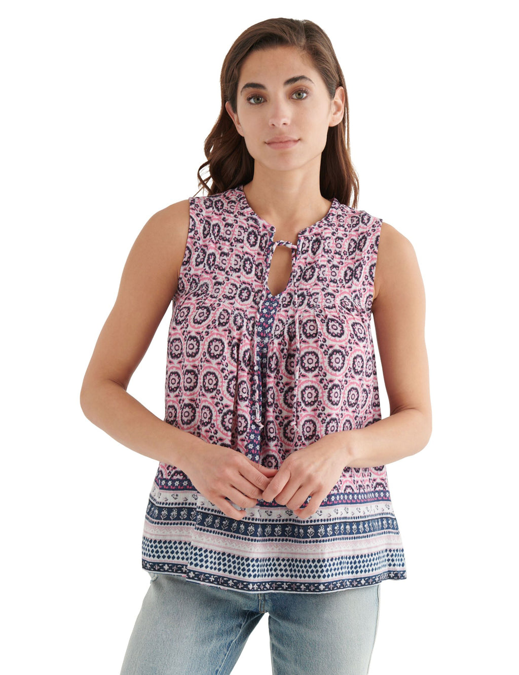 Lucky Brand Sleeveless Tie Front Top
