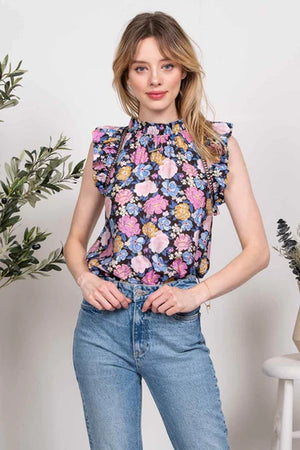 Watercolor Floral Woven Top