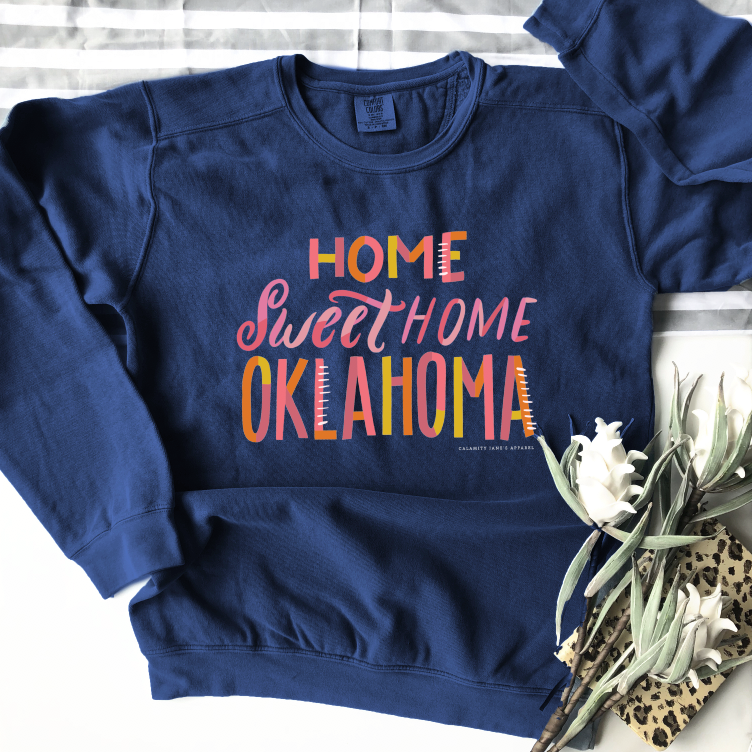 Calamity Jane's Apparel Home Sweet Oklahoma Colorblock Sweatshirt