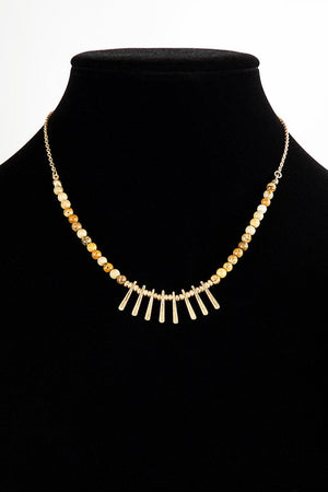 Natural Stone With Metal Fringe Necklace