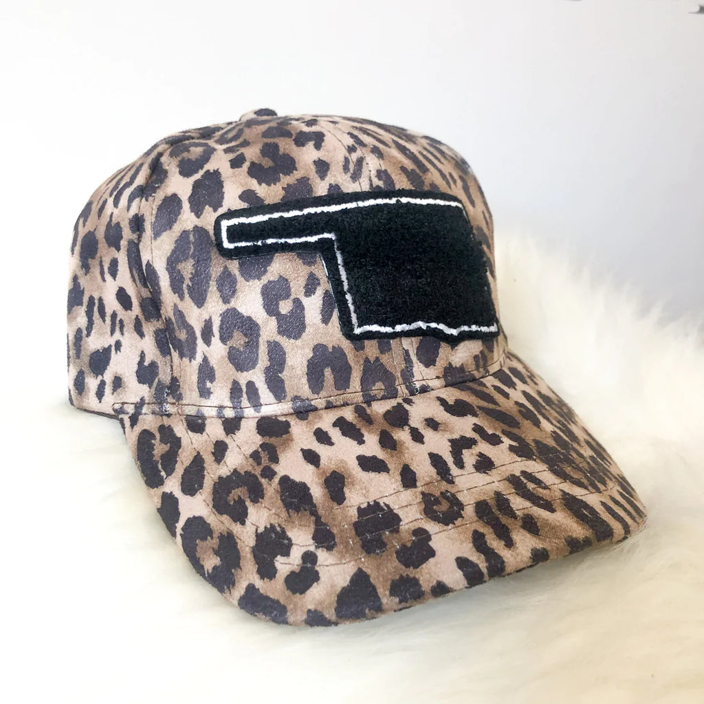 Calamity Jane's Apparel Leopard Ponytail Okla Black Chenille Patch Hat