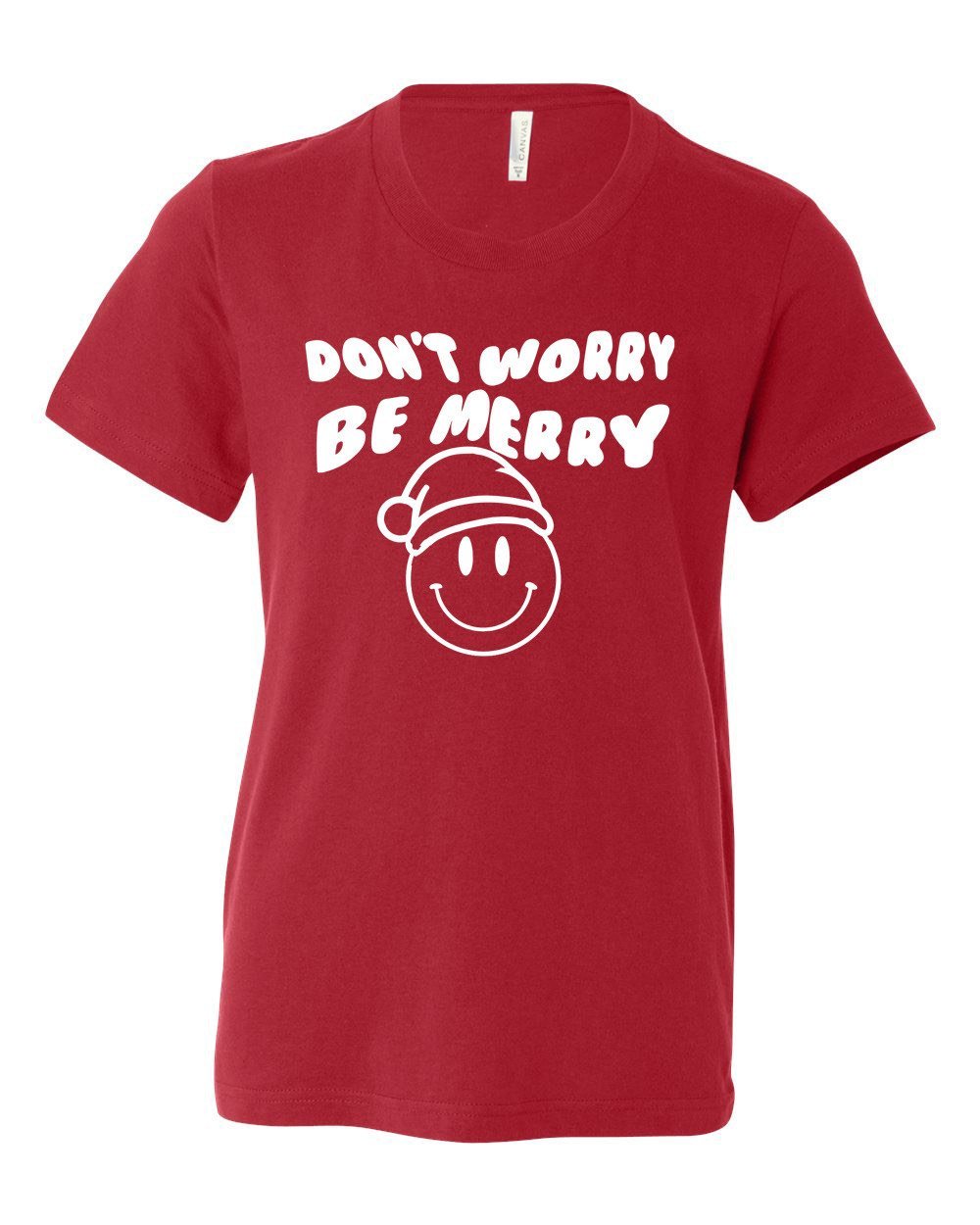 LivyLu Kids Don't Worry Be Merry Red Puff Ink Tee