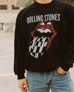 LivyLu Rolling Stones Zip Code Night Black Thrifted Sweatshirt