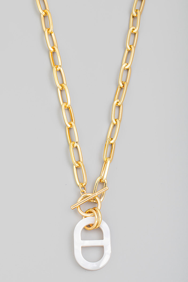 Toggle Chain Link Mariner Tab Necklace