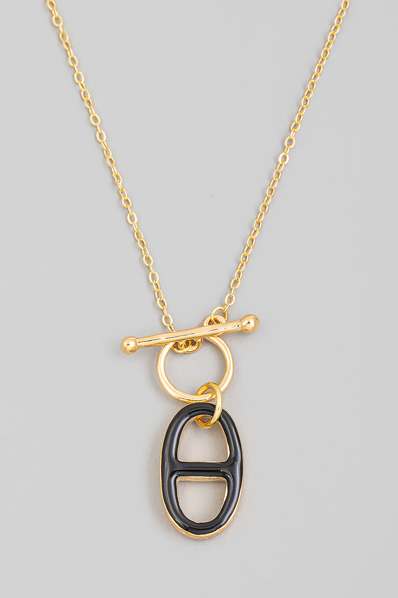 Toggle Chain Oval Mariner Charm Necklace