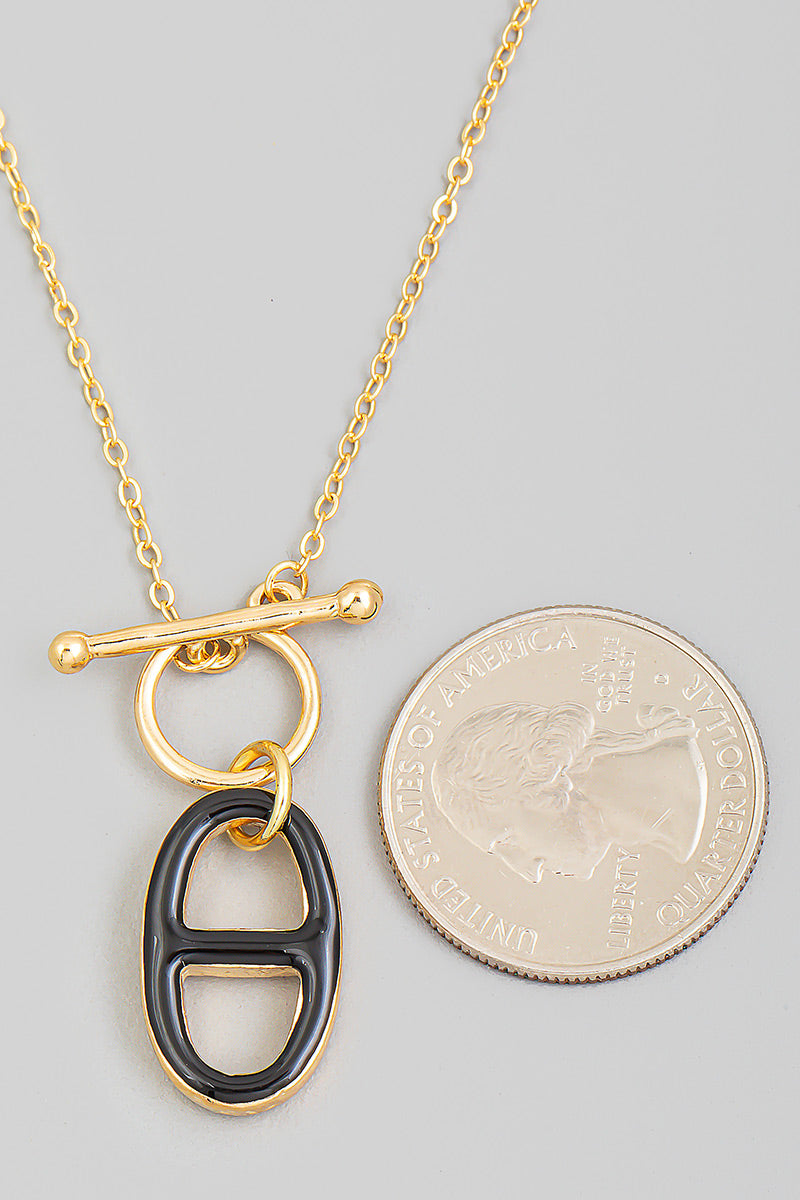 Toggle Chain Oval Mariner Charm Necklace