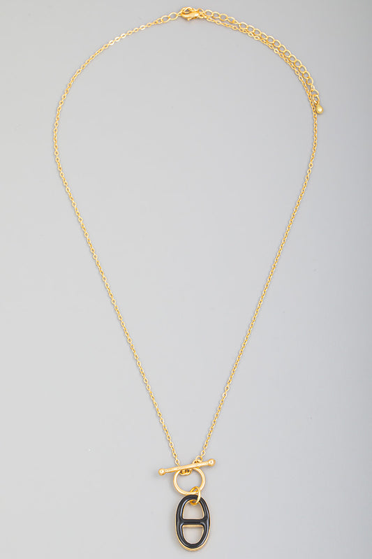 Toggle Chain Oval Mariner Charm Necklace