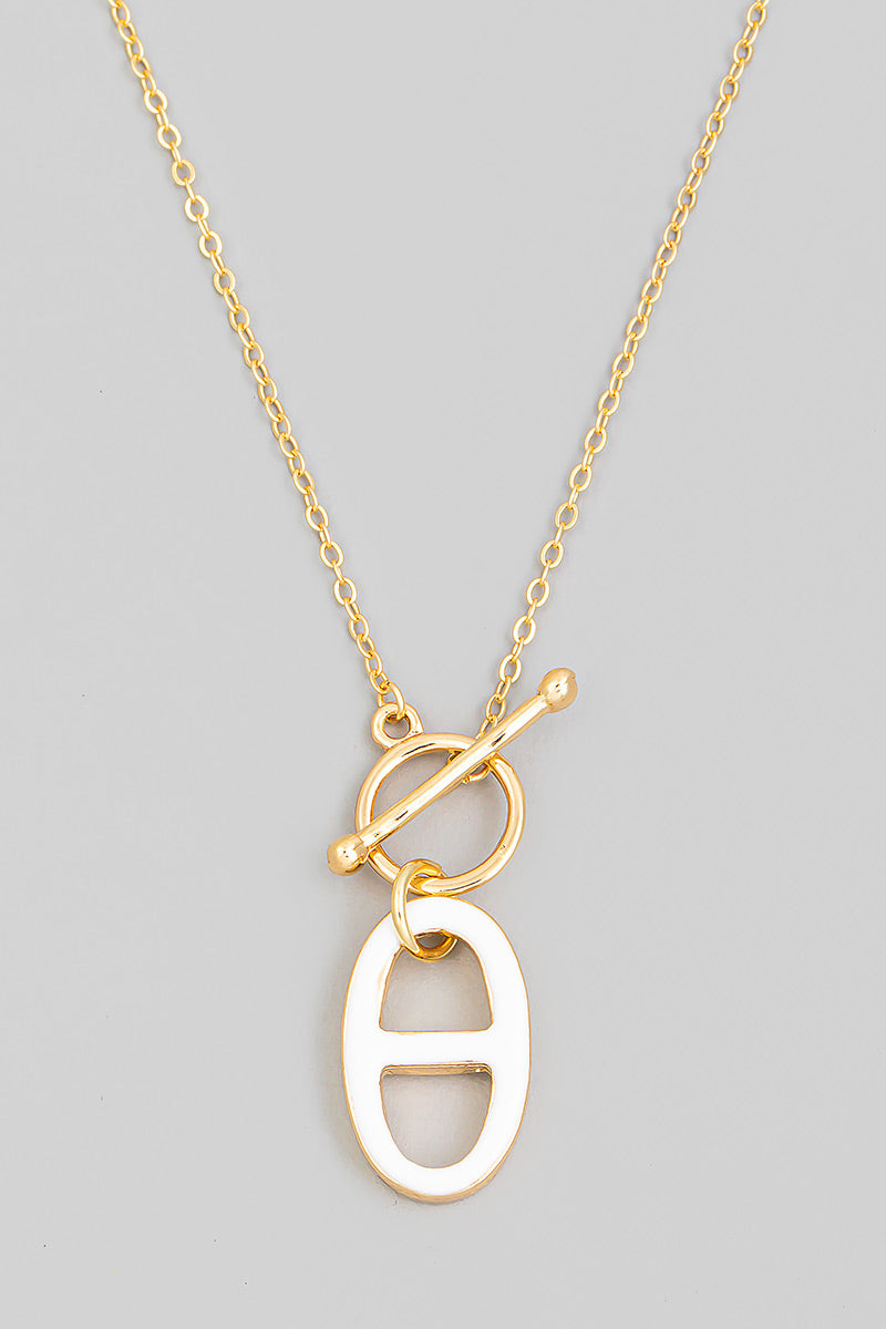 Toggle Chain Oval Mariner Charm Necklace