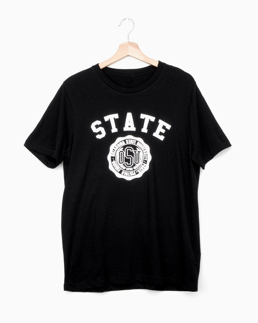 LivyLu OSU Puff Seal Black Tri-Blend Tee