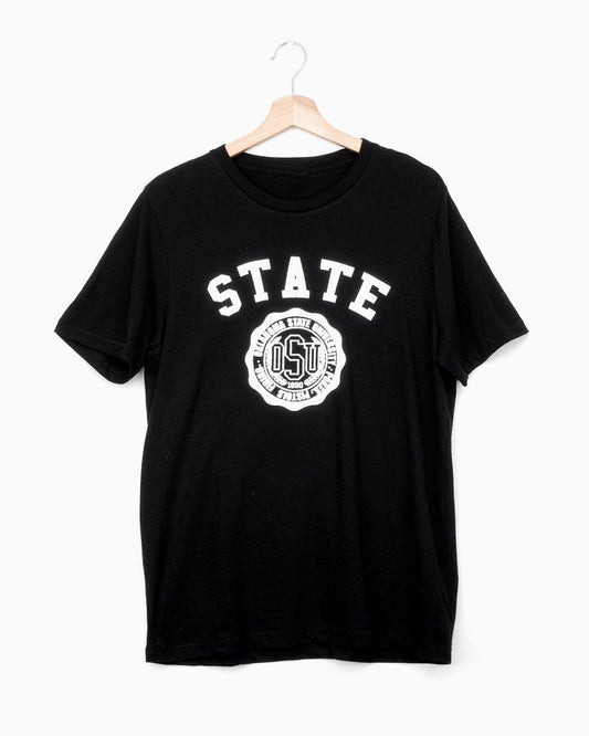 LivyLu OSU Puff Seal Black Tri-Blend Tee