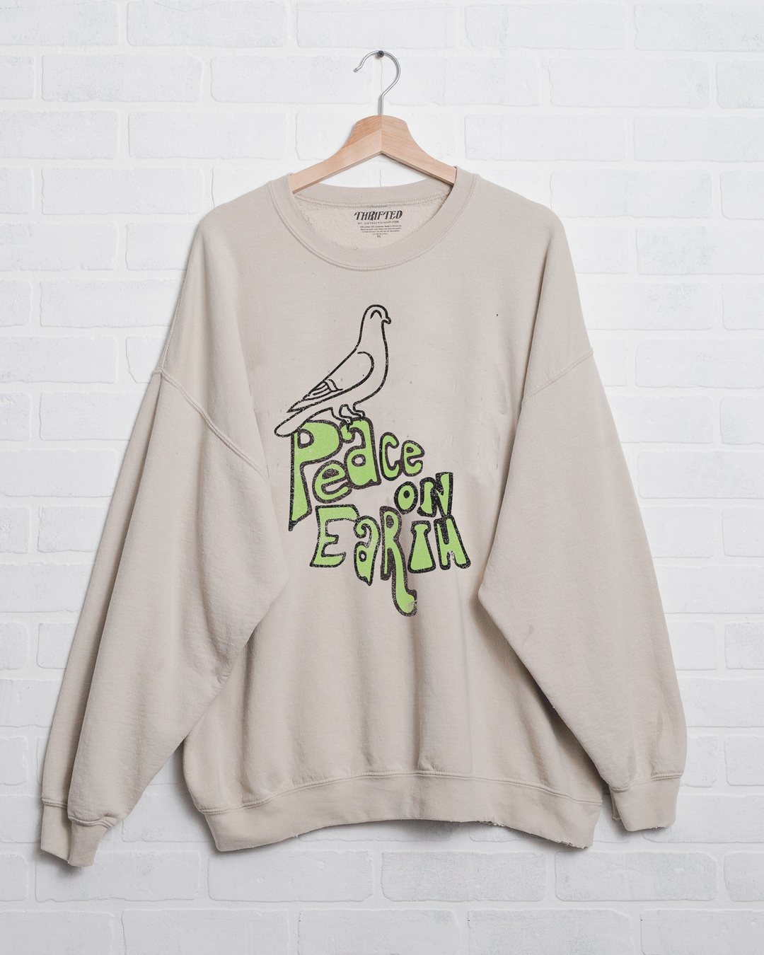 LivyLu Peace on Earth Sand Thrifted Sweatshirt