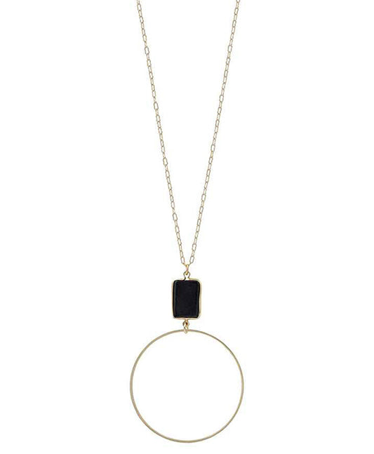 Square Stone Long Necklace