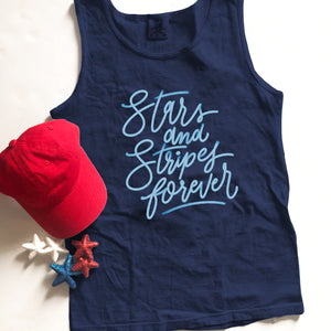 Calamity Jane's Apparel Stars and Stripes Forever Script Tank