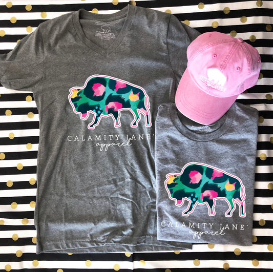Calamity Jane's Apparel Teal & Pink Painted Leopard Graphic Tee