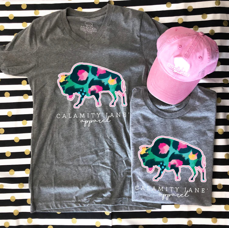 Calamity Jane's Apparel Teal & Pink Painted Leopard Graphic Tee