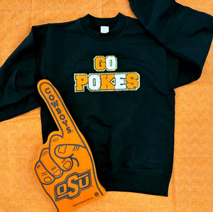 Calamity Jane's Apparel OK State Go Pokes Chenille Patches Sweatshirt