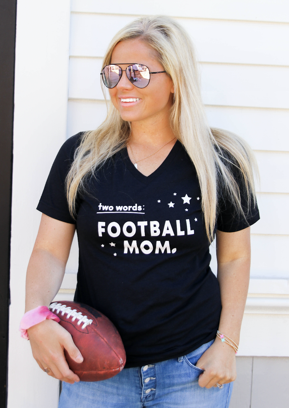 Things She Loves Charcoal Two Words Football Mom
