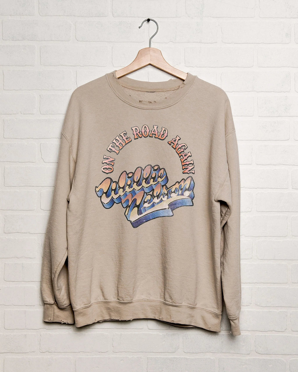 LivyLu Willie Nelson OTR Metal Sand Thrifted Sweatshirt