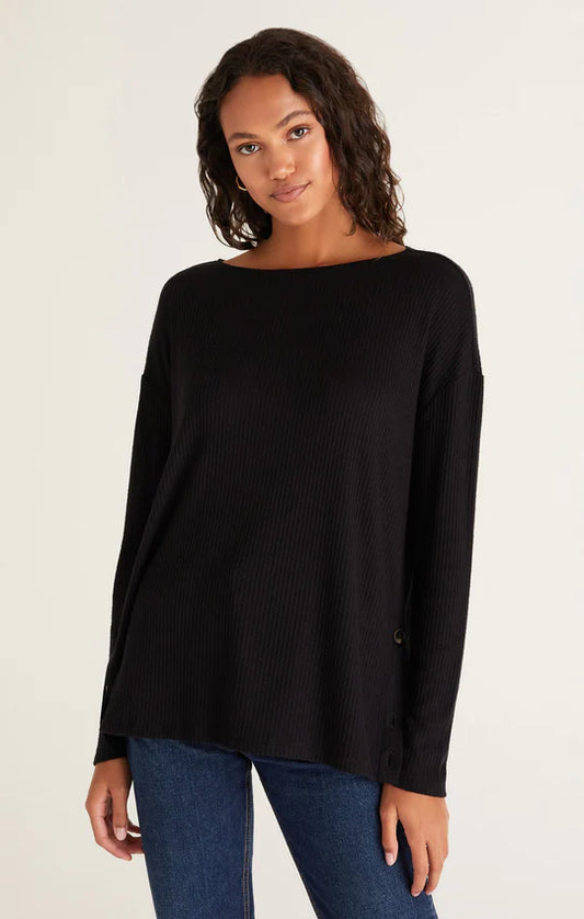 Z Supply Stanton High Slit Black Top