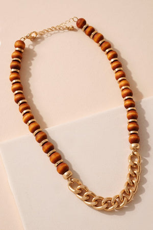 Wood Bead Chain Necklace