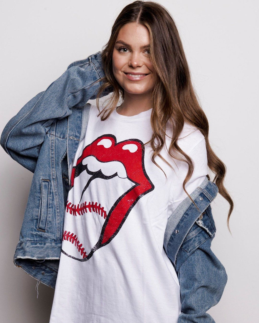 Rolling Stones Baseball Lick White Tee By LivyLu