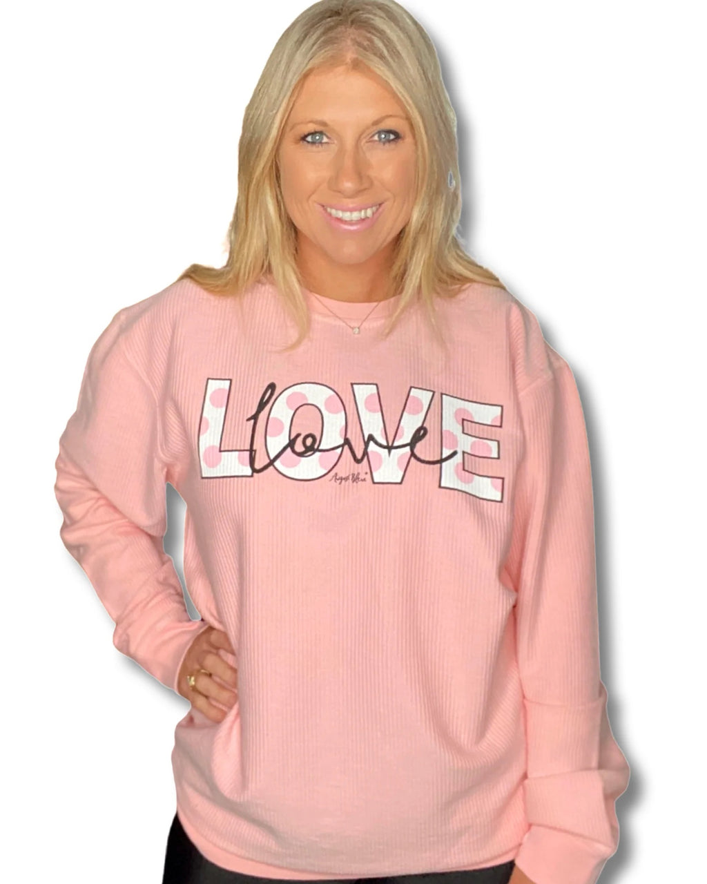 Polka Dot Love Bubble Gum Pink Comfy Cord Sweatshirt