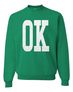 OK Glitter Puff Kelly Green Graphic Sweatshirt