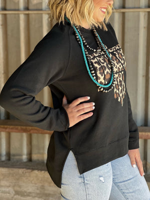 Ella Leopard Sweatshirt by Texas True Threads