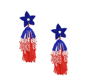 Seed Bead Tassel Star Post Earring