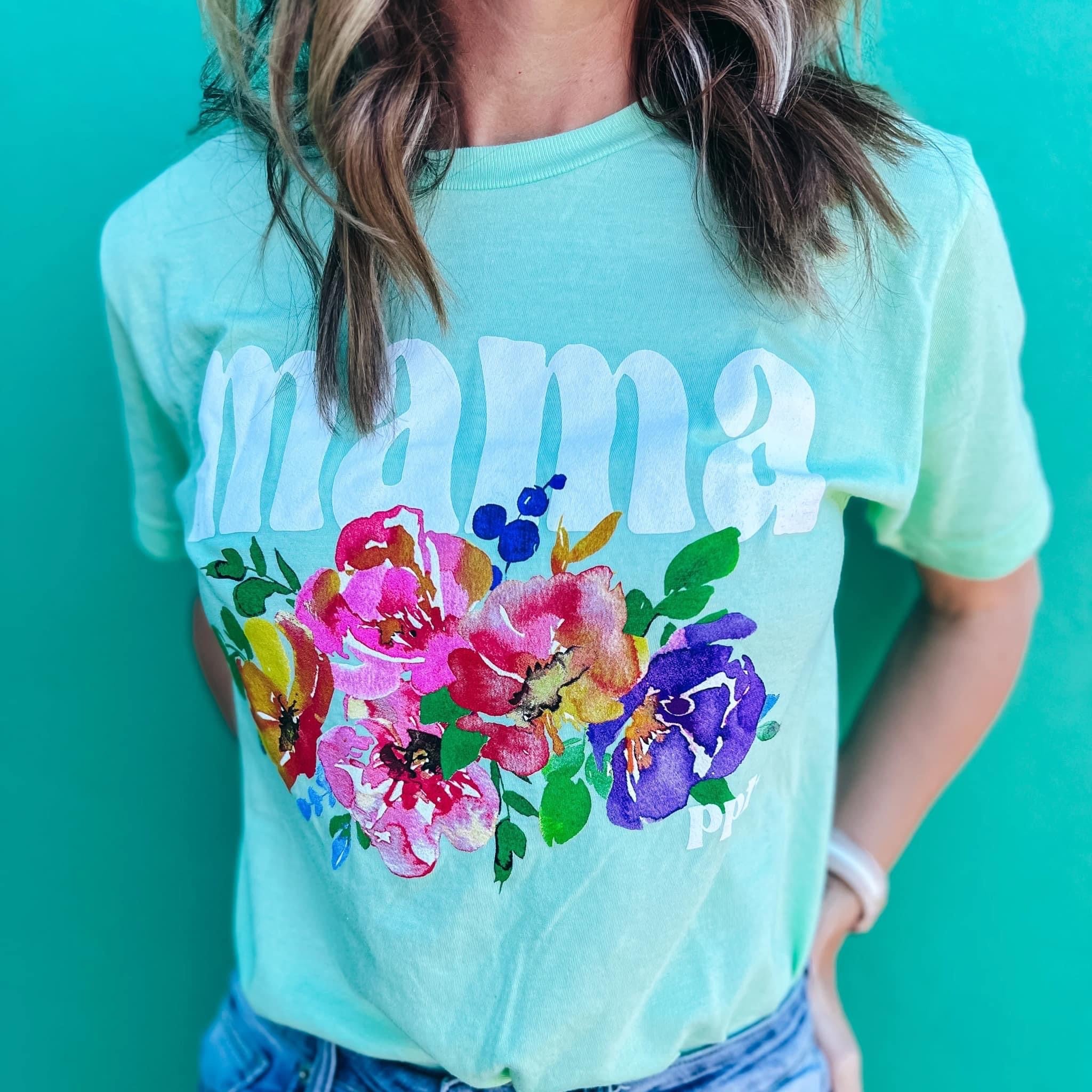 PPTX Mint Floral Mama Graphic Tee