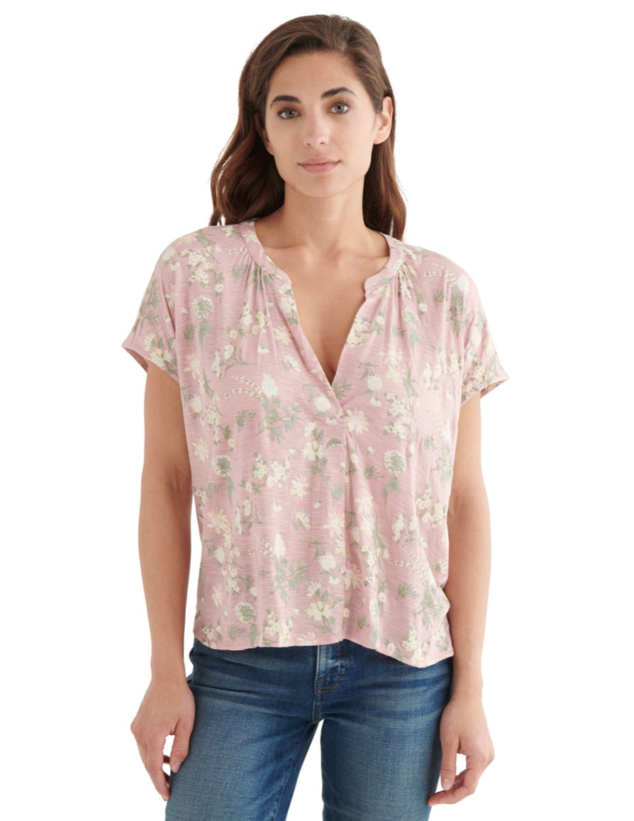 Lucky Brand Slit Front Printed Top